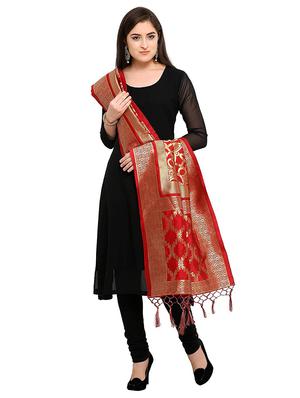red silk blend woven dupatta - 18164770 - Standard Image - 4