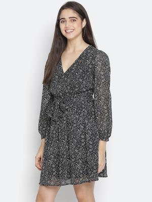 tie front floral flared dress - 18164800 - Standard Image - 2