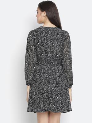 tie front floral flared dress - 18164800 - Standard Image - 3