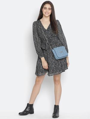 tie front floral flared dress - 18164800 - Standard Image - 4