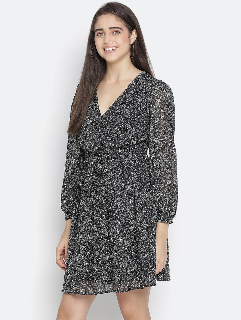 tie front floral flared dress - 18164800 - Zoom Image - 2