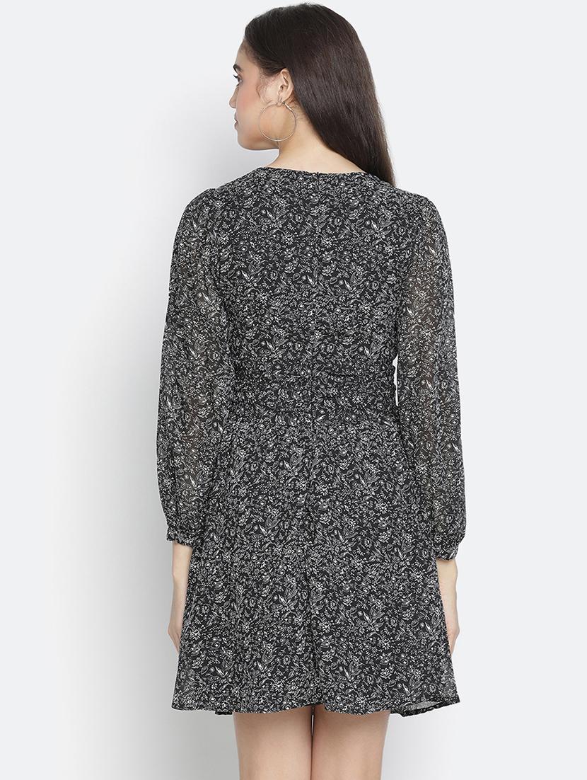 tie front floral flared dress - 18164800 - Zoom Image - 3