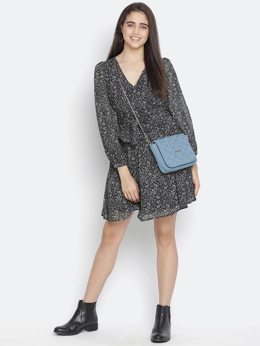 tie front floral flared dress - 18164800 - Zoom Image - 4