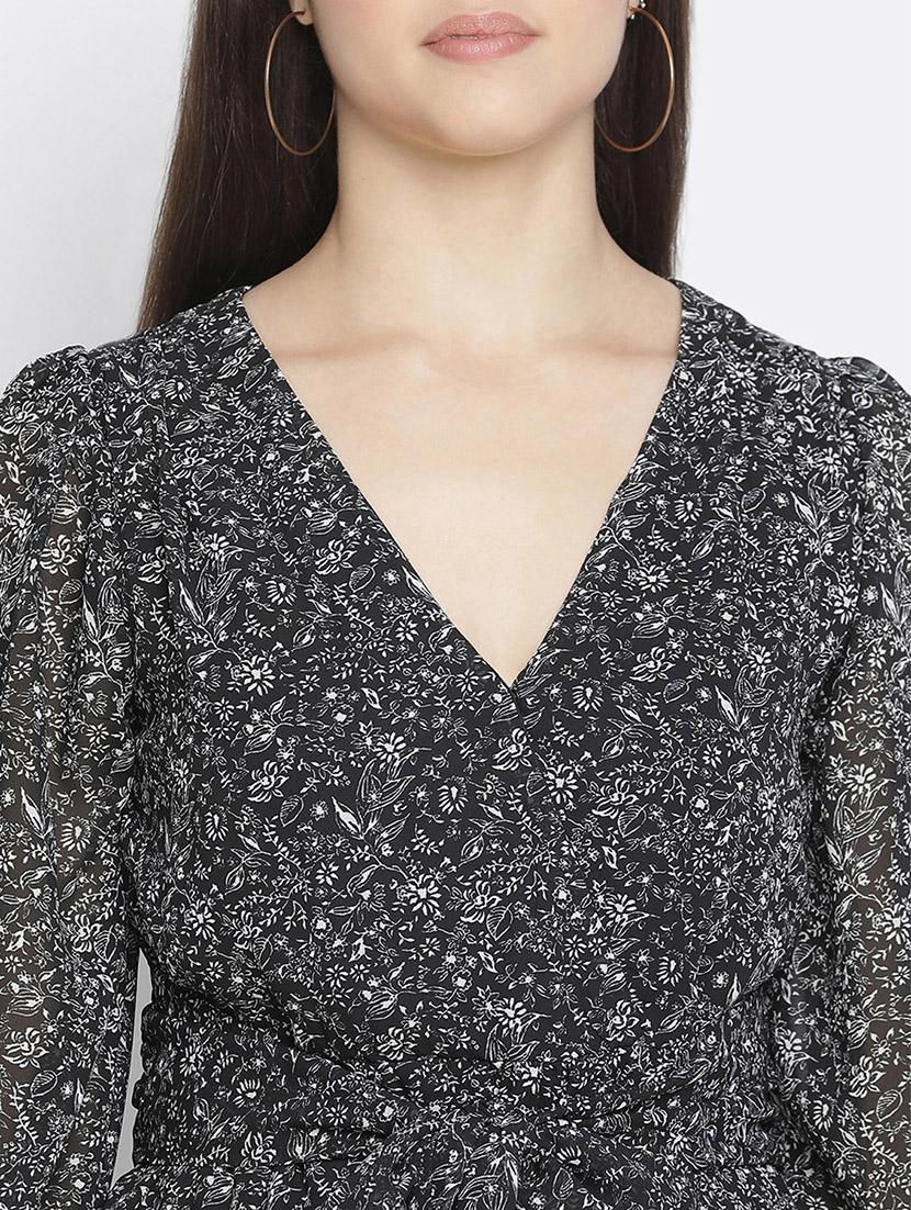 tie front floral flared dress - 18164800 - Zoom Image - 5