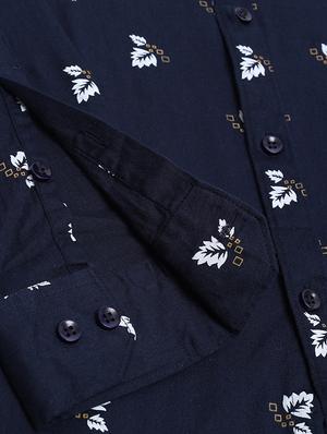 navy blue printed casual shirt - 18169443 - Standard Image - 3