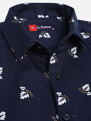 navy blue printed casual shirt - 18169443 - Standard Image - 4