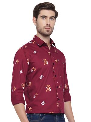 maroon printed casual shirt - 18169447 - Standard Image - 2