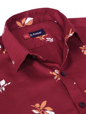 maroon printed casual shirt - 18169447 - Standard Image - 4