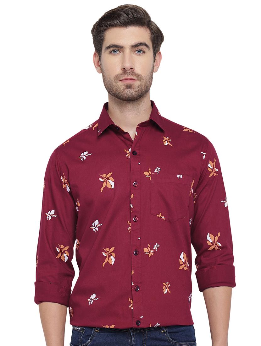 maroon printed casual shirt - 18169447 - Zoom Image - 1