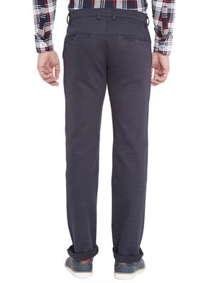 navy blue cotton flat front casual trousers - 18170131 - Standard Image - 4