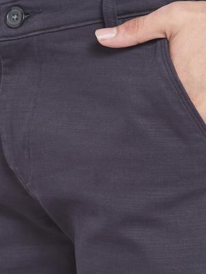 navy blue cotton flat front casual trousers - 18170131 - Standard Image - 5