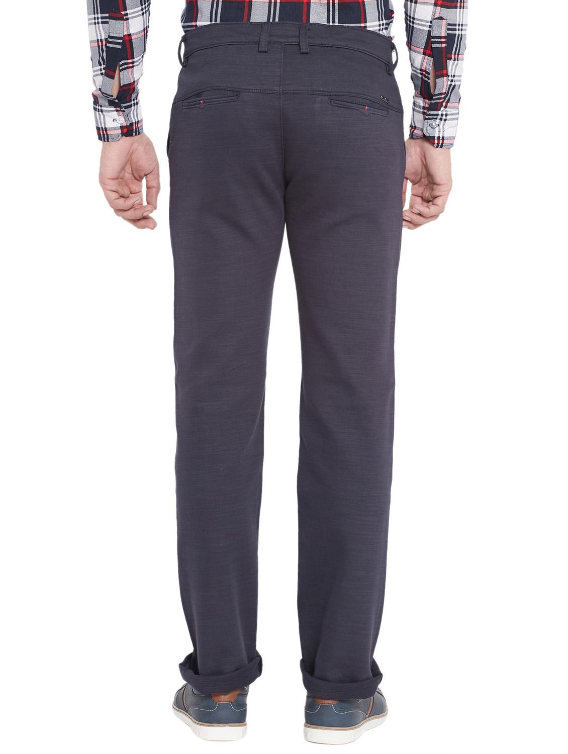 navy blue cotton flat front casual trousers - 18170131 - Zoom Image - 4
