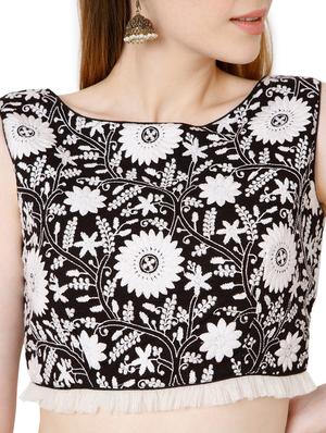 black cotton embroidered blouse - 18170841 - Standard Image - 6