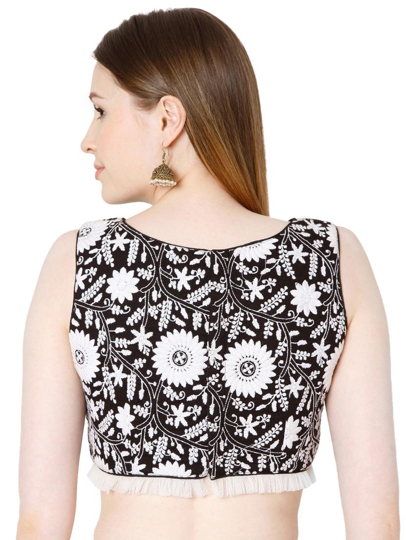 black cotton embroidered blouse - 18170841 - Zoom Image - 4