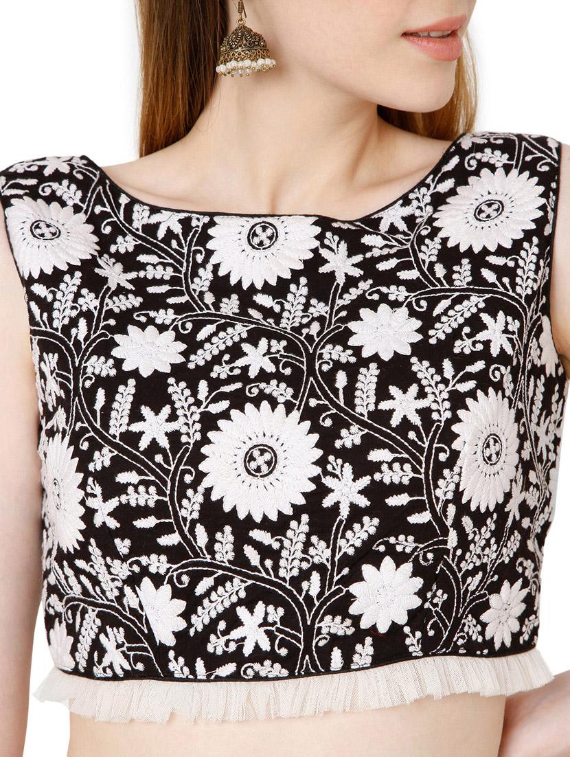 black cotton embroidered blouse - 18170841 - Zoom Image - 6