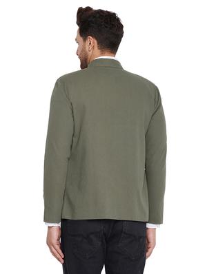 olive green solid casual blazer - 18171338 - Standard Image - 4
