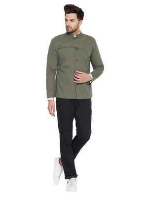olive green solid casual blazer - 18171338 - Standard Image - 5