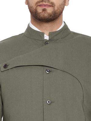 olive green solid casual blazer - 18171338 - Standard Image - 6