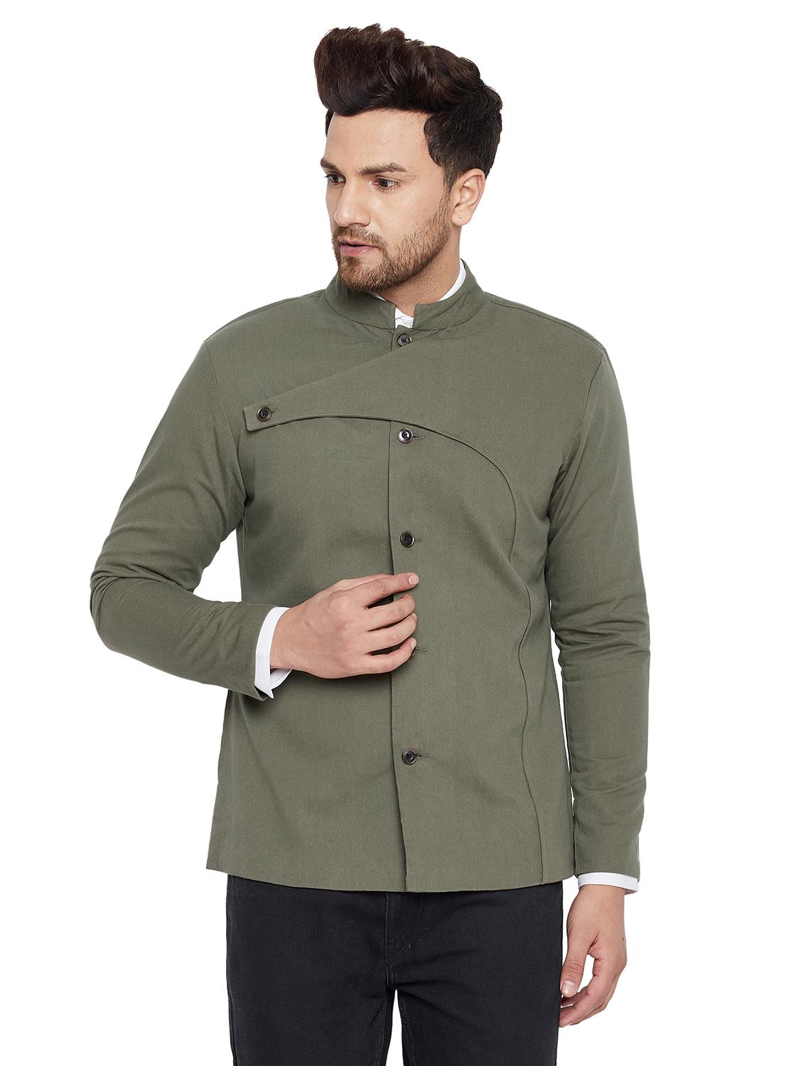 olive green solid casual blazer - 18171338 - Zoom Image - 1