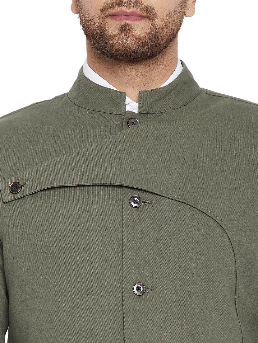 olive green solid casual blazer - 18171338 - Zoom Image - 6