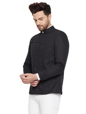 black solid casual blazer - 18171339 - Standard Image - 2