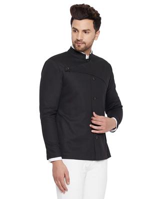 black solid casual blazer - 18171339 - Standard Image - 3