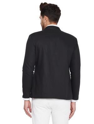 black solid casual blazer - 18171339 - Standard Image - 4