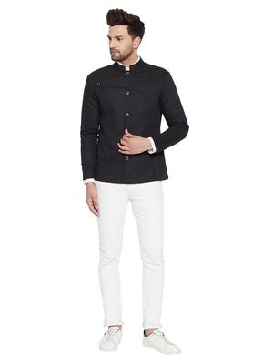 black solid casual blazer - 18171339 - Standard Image - 5