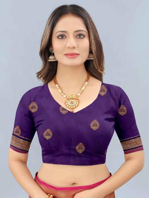 ethnic motifs woven saree with blouse - 18172572 - Standard Image - 3