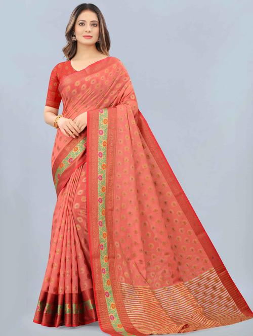 ethnic motifs woven saree with blouse - 18172575 - Standard Image - 1