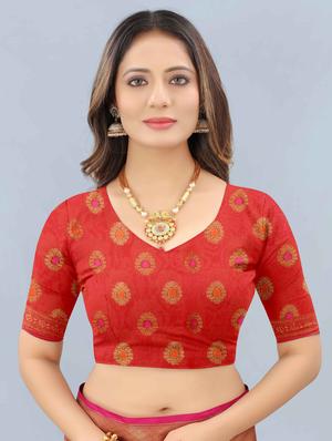 ethnic motifs woven saree with blouse - 18172575 - Standard Image - 3