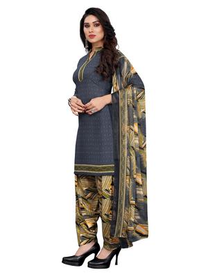 grey crepe patiyala suits unstitched suit - 18172803 - Standard Image - 2