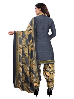 grey crepe patiyala suits unstitched suit - 18172803 - Standard Image - 3