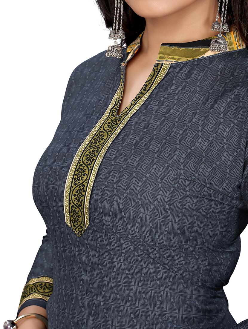 grey crepe patiyala suits unstitched suit - 18172803 - Zoom Image - 4