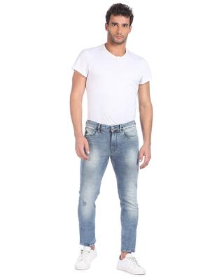 blue light washed distressed denim jean - 18173639 - Standard Image - 4