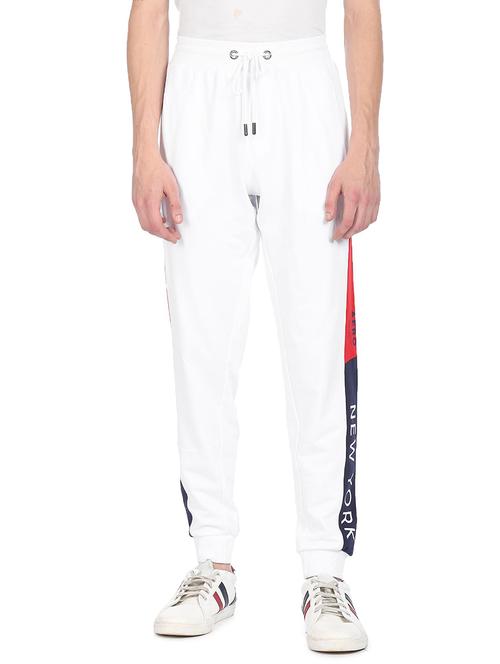 white color block joggers track pant - 18177671 - Standard Image - 1