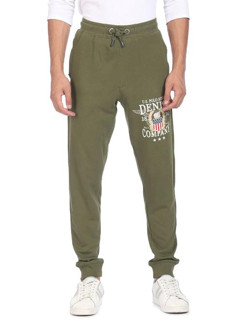 olive green solid joggers track pant - 18177675 - Standard Image - 1