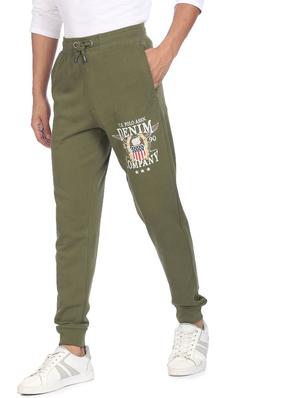 olive green solid joggers track pant - 18177675 - Standard Image - 2