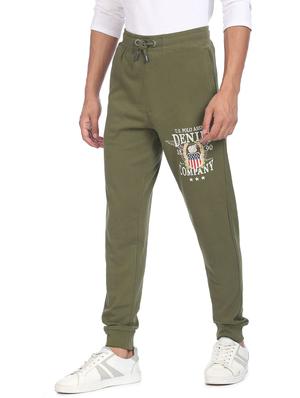 olive green solid joggers track pant - 18177675 - Standard Image - 3