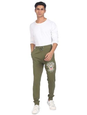olive green solid joggers track pant - 18177675 - Standard Image - 5