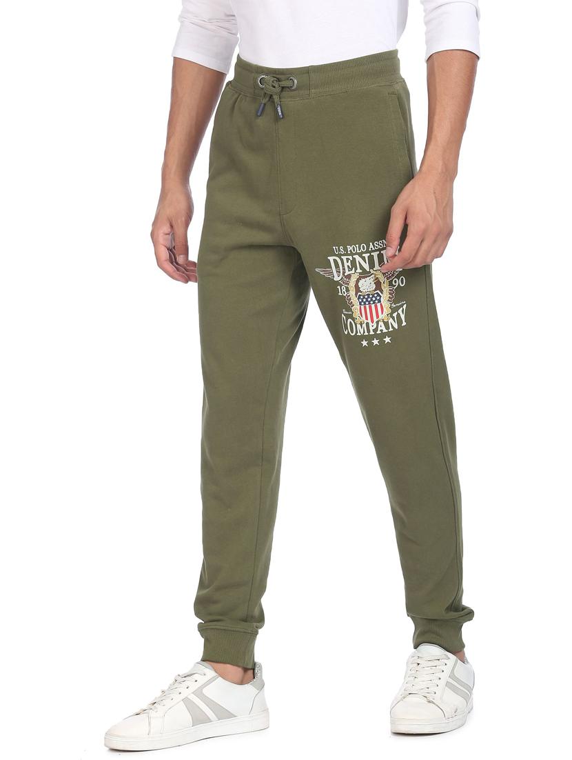olive green solid joggers track pant - 18177675 - Zoom Image - 3