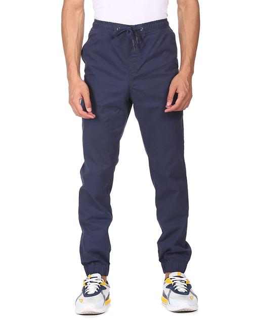navy blue solid joggers track pant - 18177707 - Standard Image - 1
