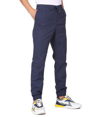 navy blue solid joggers track pant - 18177707 - Standard Image - 2