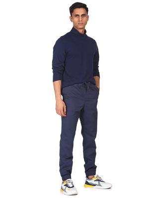 navy blue solid joggers track pant - 18177707 - Standard Image - 5