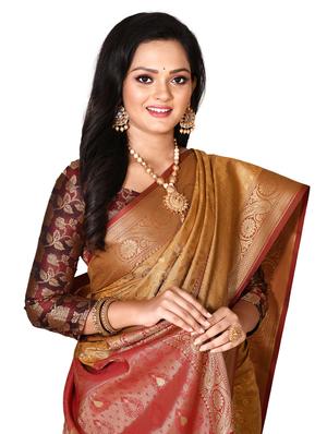 zari work kanjivaram saree with blouse - 18178622 - Standard Image - 4