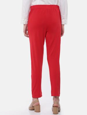 red cotton straight tapered pant - 18178792 - Standard Image - 2