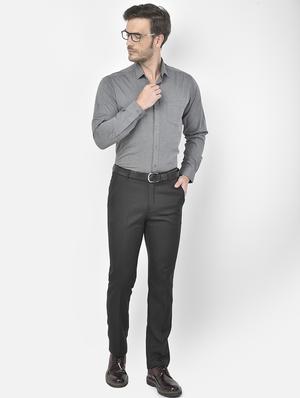 grey solid formal shirt - 18178875 - Standard Image - 5