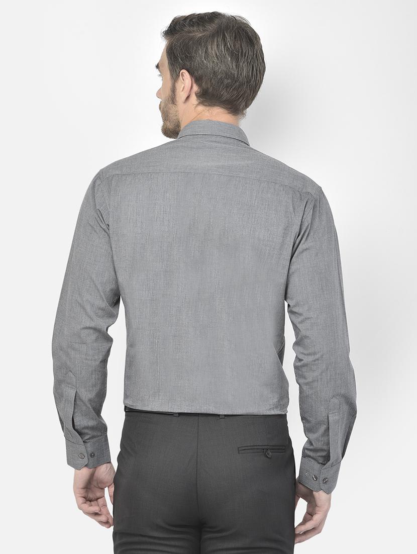 grey solid formal shirt - 18178875 - Zoom Image - 4