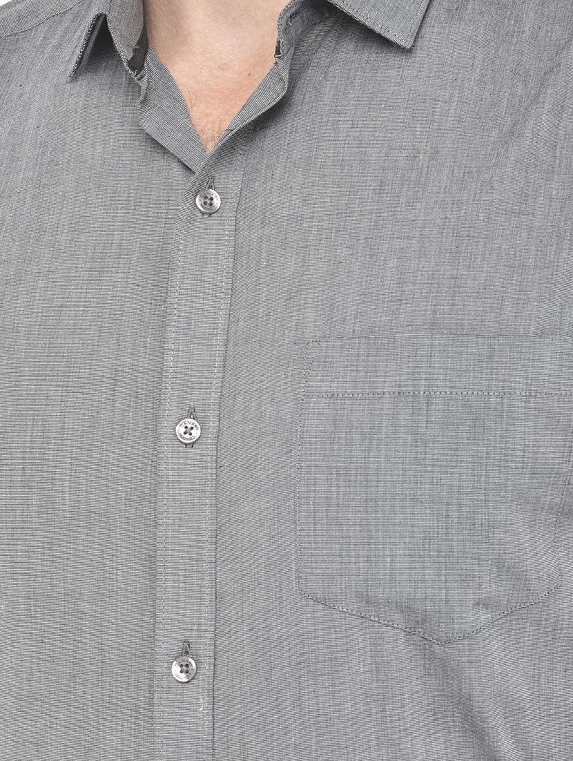 grey solid formal shirt - 18178875 - Zoom Image - 6