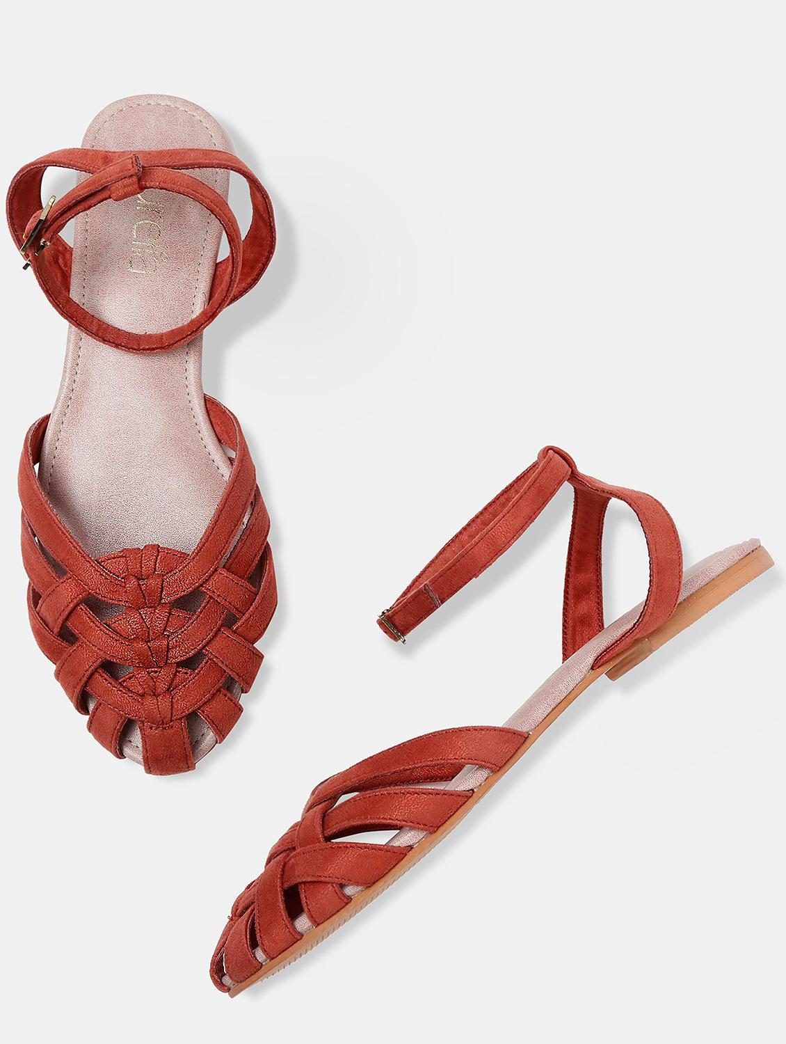 red suede ankle strap sandals - 18179094 - Zoom Image - 2